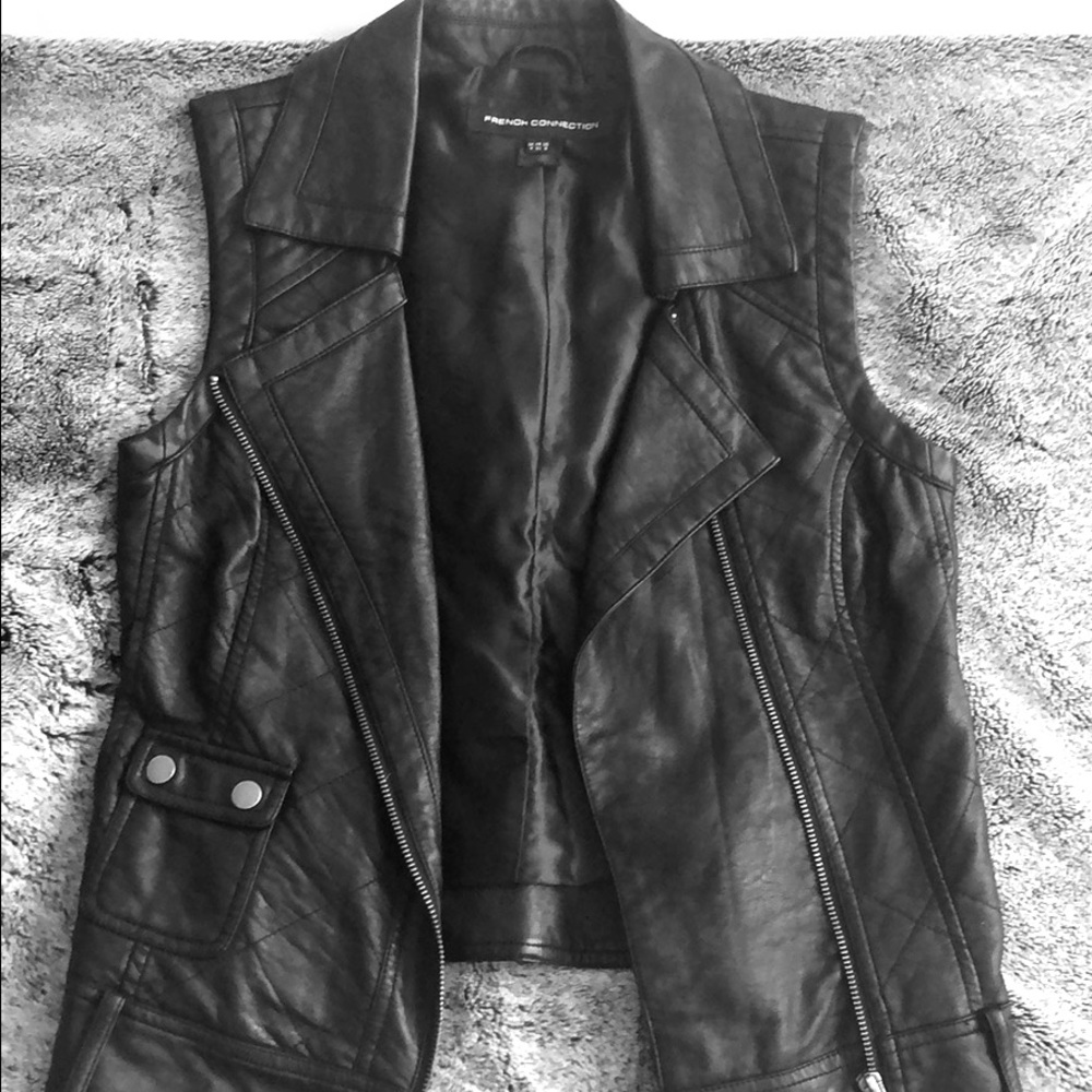 French connection leather vest